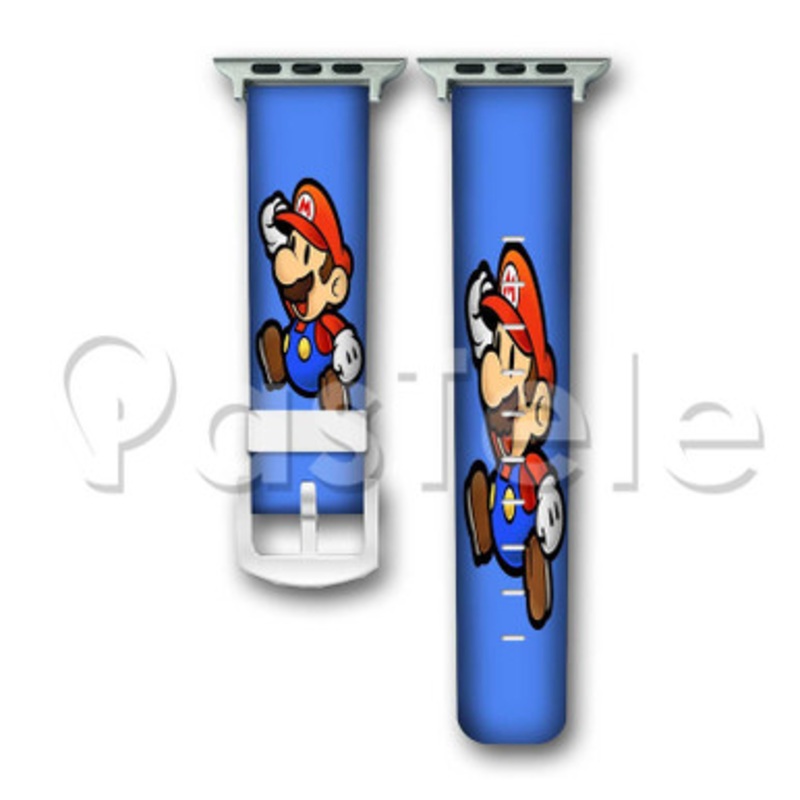 Mario Bross Custom Personalized Apple Watch Band 38mm 40mm 42mm 44mm Leather PU Watch