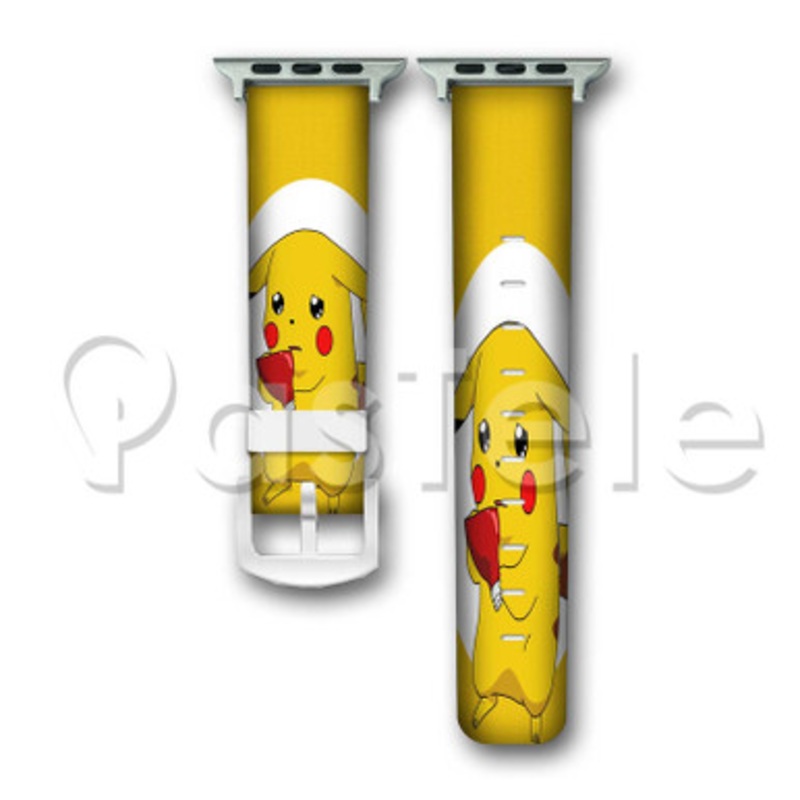 Pikachu Custom Personalized Apple Watch Band 38mm 40mm 42mm 44mm Leather PU Watch