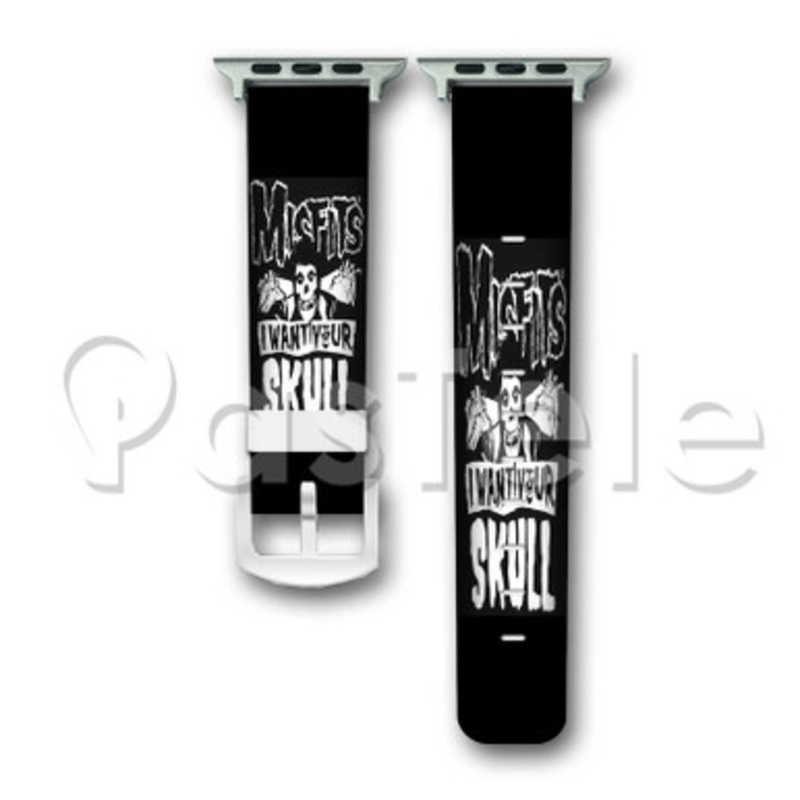 The Misfits Skull Custom Personalized Apple Watch Band 38mm 40mm 42mm 44mm Leather PU Watch