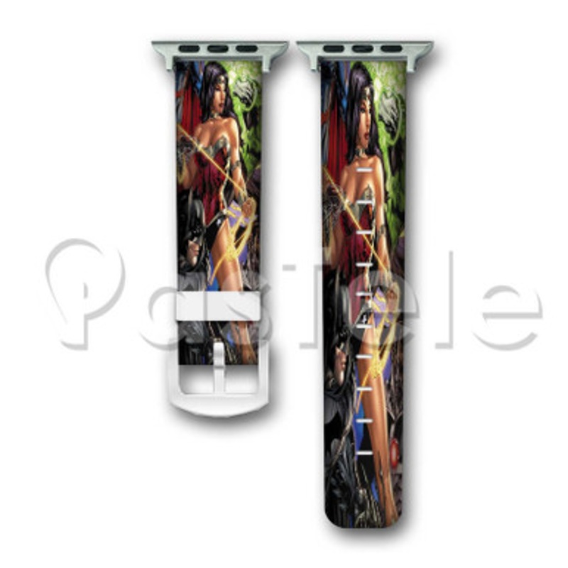 Wonder Woman Batman and Superman Custom Personalized Apple Watch Band 38mm 40mm 42mm 44mm Leather PU Watch