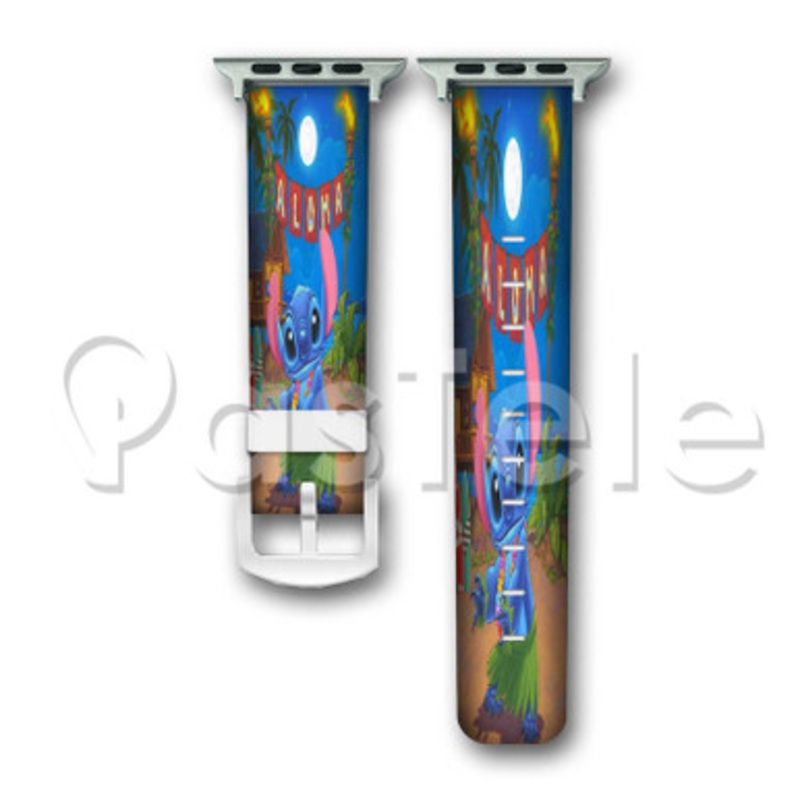 Disney Stitch 2 Custom Personalized Apple Watch Band 38mm 40mm 42mm 44mm Leather PU Watch