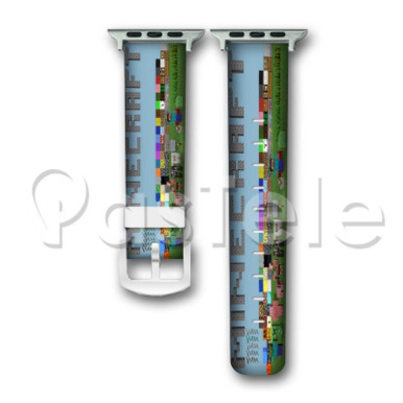 Minecraft 2 Custom Personalized Apple Watch Band 38mm 40mm 42mm 44mm Leather PU Watch