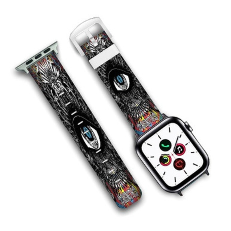 Pastele Bassnectar Divergent Spectrum Custom Personalized Apple Watch Band Genuine Leather Watch Band Replacement 38mm 40mm 42mm 44mm