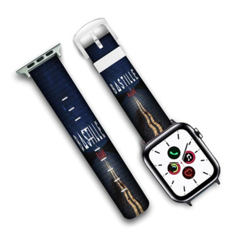 Pastele Bastille Blame Custom Personalized Apple Watch Band Genuine Leather Watch Band Replacement 38mm 40mm 42mm 44mm