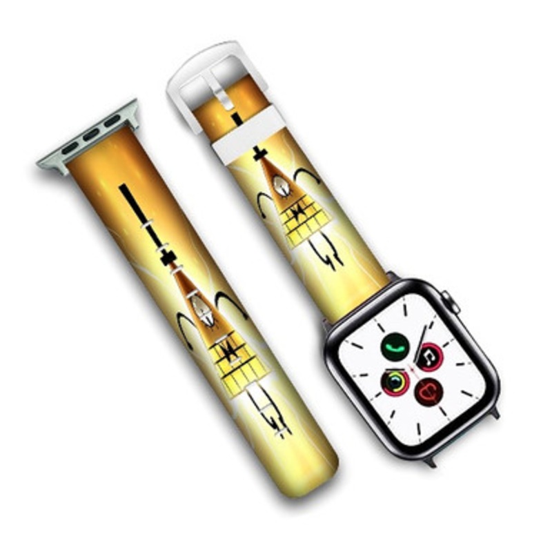 Pastele Bill Cipher Gravity Falls Art Custom Personalized Apple Watch Band Genuine Leather Watch Band Replacement 38mm 40mm 42mm 44mm