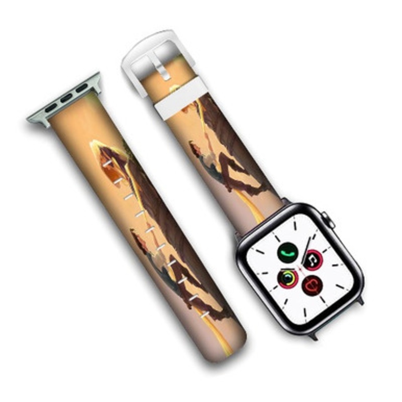 Pastele Disney Tangled Rapunzel and Flynn Custom Personalized Apple Watch Band Genuine Leather Watch Band Replacement 38mm 40mm 42mm 44mm