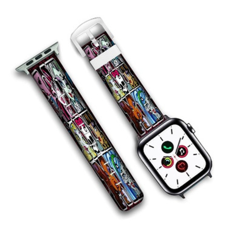 Pastele Monster High Custom Personalized Apple Watch Band Genuine Leather Watch Band Replacement 38mm 40mm 42mm 44mm