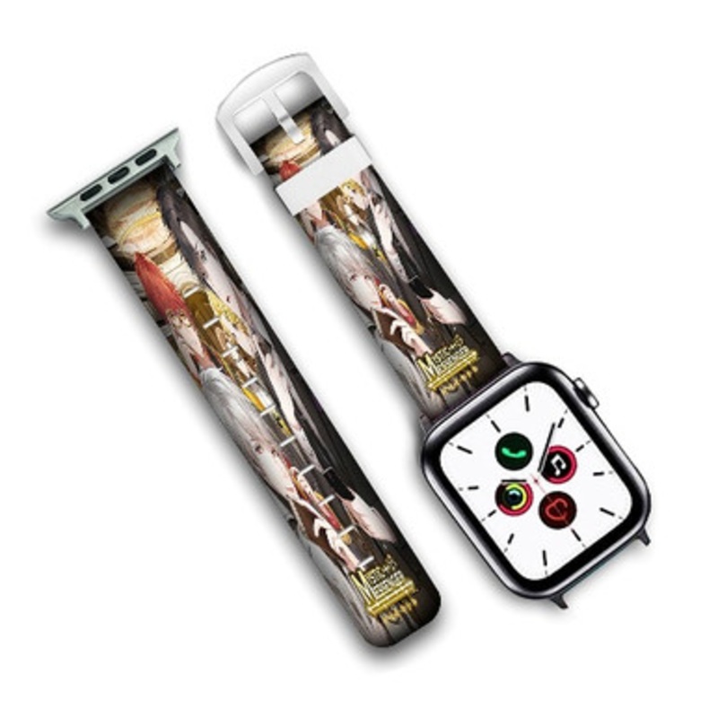 Pastele Mystic Messenger Characters Anime Custom Personalized Apple Watch Band Genuine Leather Watch Band Replacement 38mm 40mm 42mm 44mm