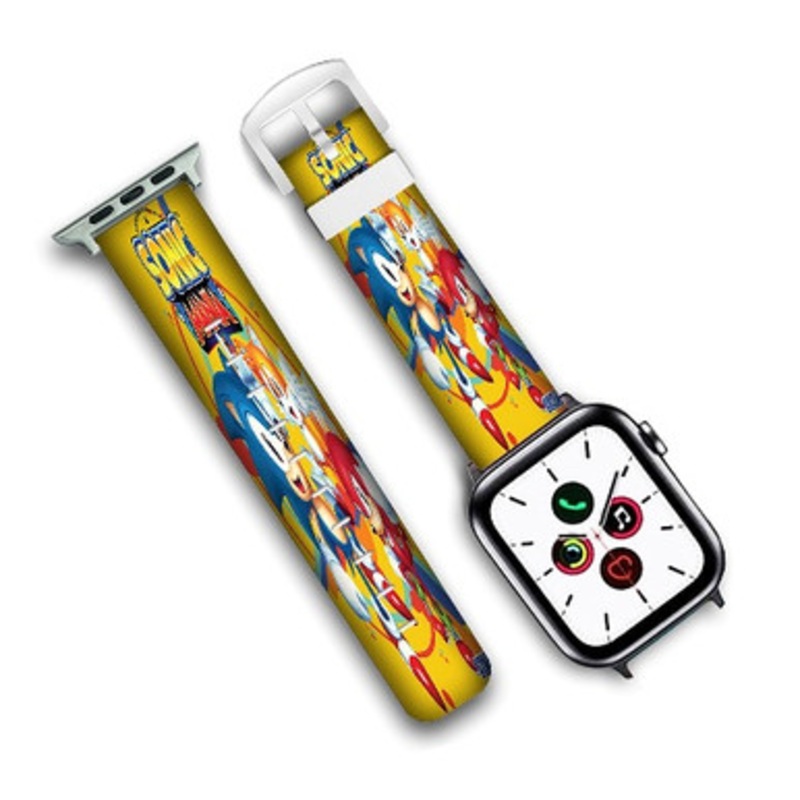 Pastele Sonic Mania Custom New Personalized Apple Watch Band Genuine Leather Watch Band Replacement 38mm 40mm 42mm 44mm