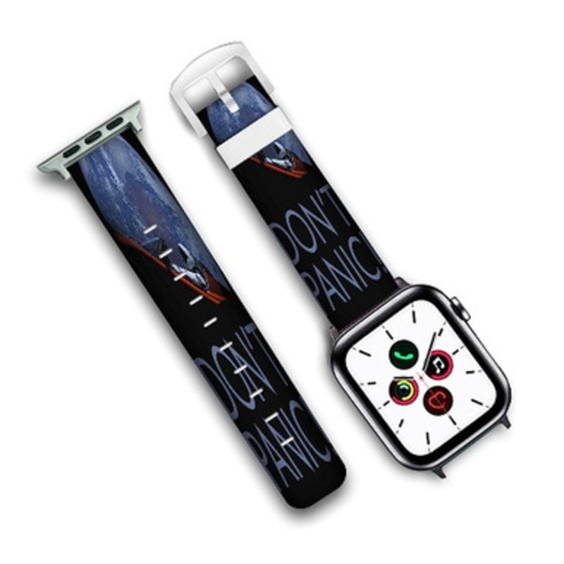 Pastele Spacex Don t Panic Custom New Personalized Apple Watch Band Genuine Leather Watch Band Replacement 38mm 40mm 42mm 44mm