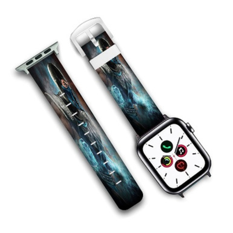 Pastele Subzero Mortal Kombat X Custom Personalized Apple Watch Band Genuine Leather Watch Band Replacement 38mm 40mm 42mm 44mm