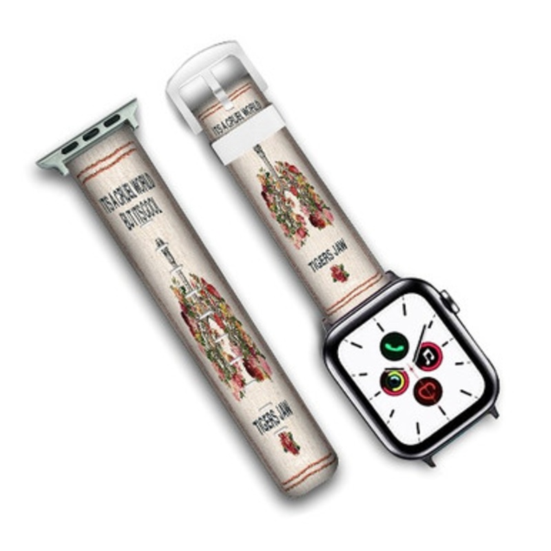 Pastele Tigers Jaw Flowers Custom Personalized Apple Watch Band Genuine Leather Watch Band Replacement 38mm 40mm 42mm 44mm
