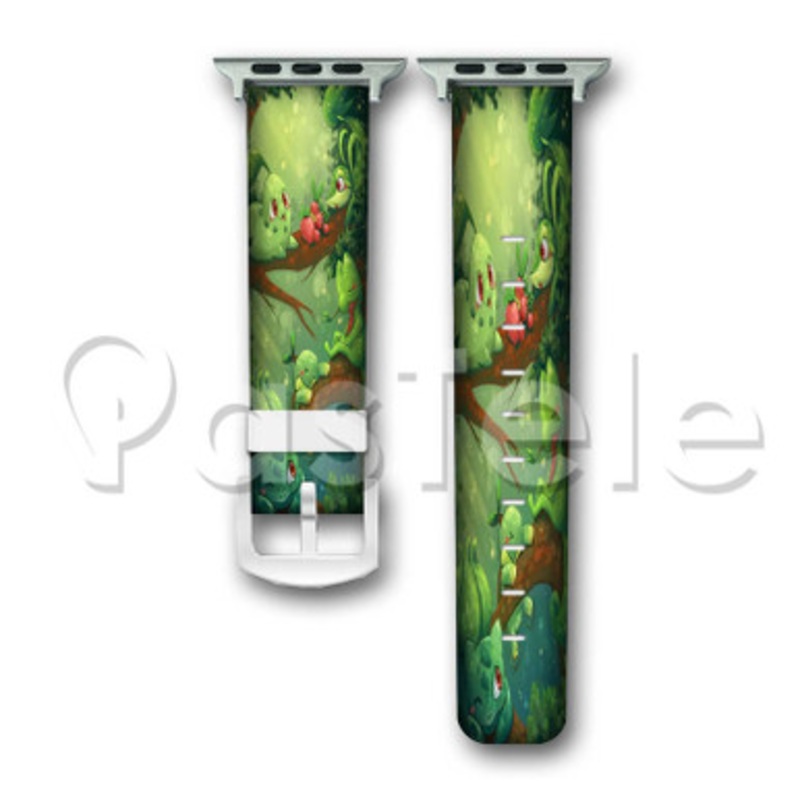 Pokemon Grass Starters Custom Personalized Apple Watch Band 38mm 40mm 42mm 44mm Leather PU Watch