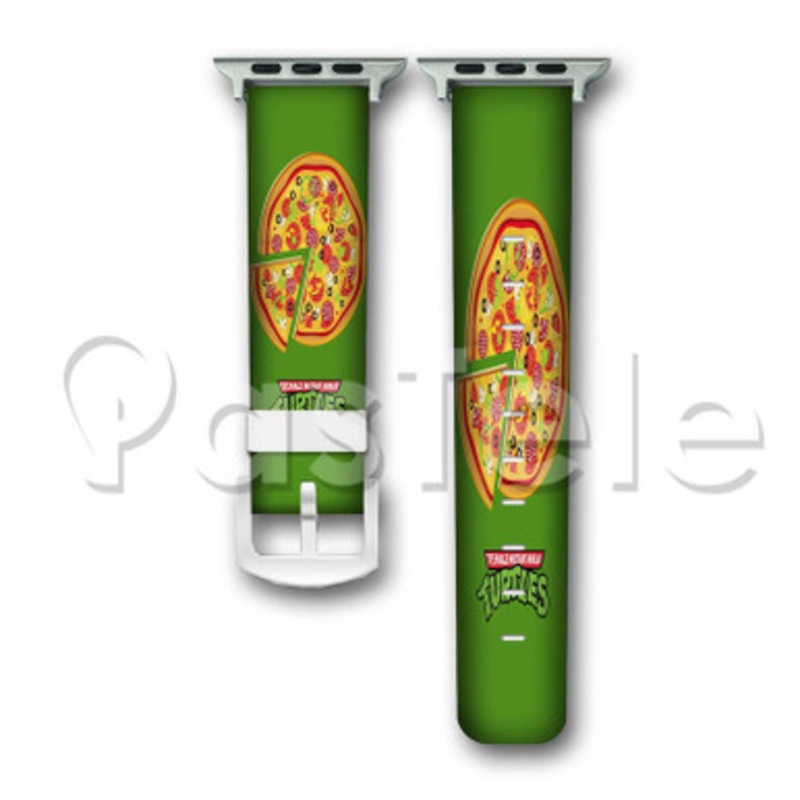 Teenage Mutant Ninja Turtles Pizza Custom Personalized Apple Watch Band 38mm 40mm 42mm 44mm Leather PU Watch