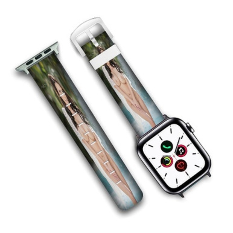 Pastele Angela White Custom Personalized Apple Watch Band Genuine Leather Watch Band Replacement 38mm 40mm 42mm 44mm