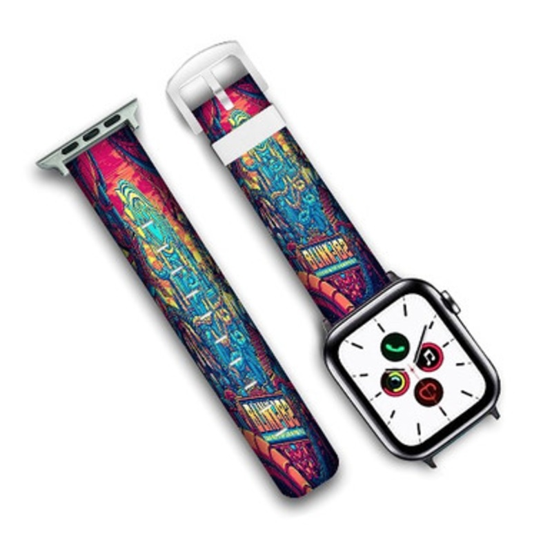 Pastele Blink 182 Band Custom Personalized Apple Watch Band Genuine Leather Watch Band Replacement 38mm 40mm 42mm 44mm
