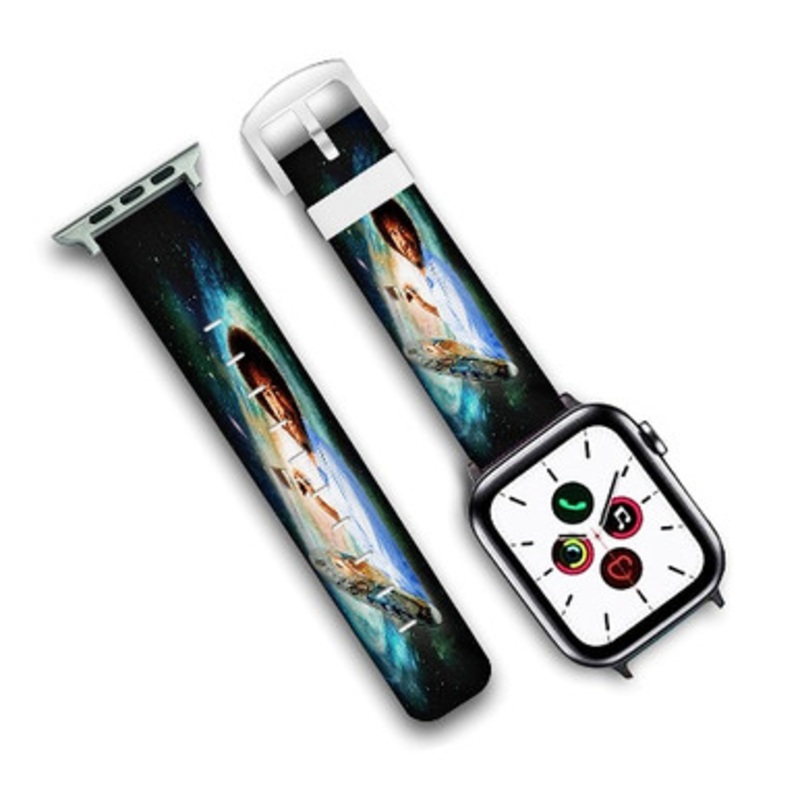 Pastele Bob Ross Custom New Personalized Apple Watch Band Genuine Leather Watch Band Replacement 38mm 40mm 42mm 44mm