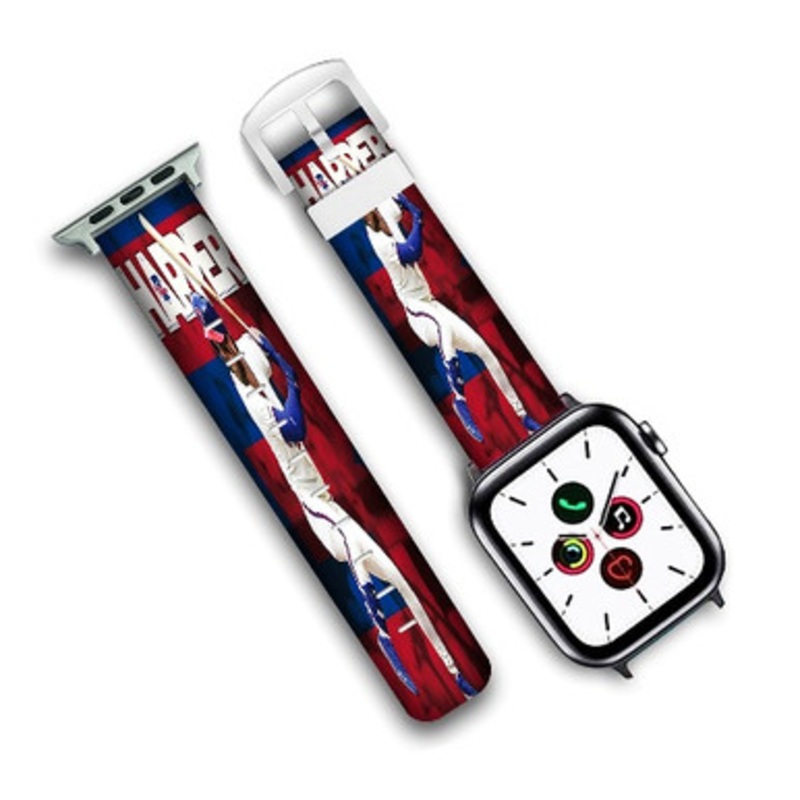 Pastele Bryce Harper MLB Philadelphia Phillies Custom Personalized Apple Watch Band Genuine Leather Watch Band Replacement 38mm 40mm 42mm 44mm