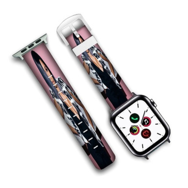 Pastele Cardi B Music Custom Personalized Apple Watch Band Genuine Leather Watch Band Replacement 38mm 40mm 42mm 44mm