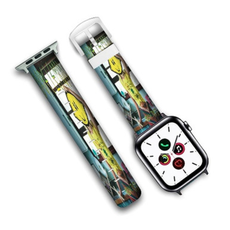 Pastele Dope Lemon Custom New Personalized Apple Watch Band Genuine Leather Watch Band Replacement 38mm 40mm 42mm 44mm