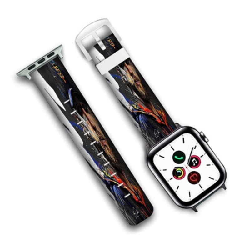 Pastele Expressions of Bumgarner Custom Personalized Apple Watch Band Genuine Leather Watch Band Replacement 38mm 40mm 42mm 44mm