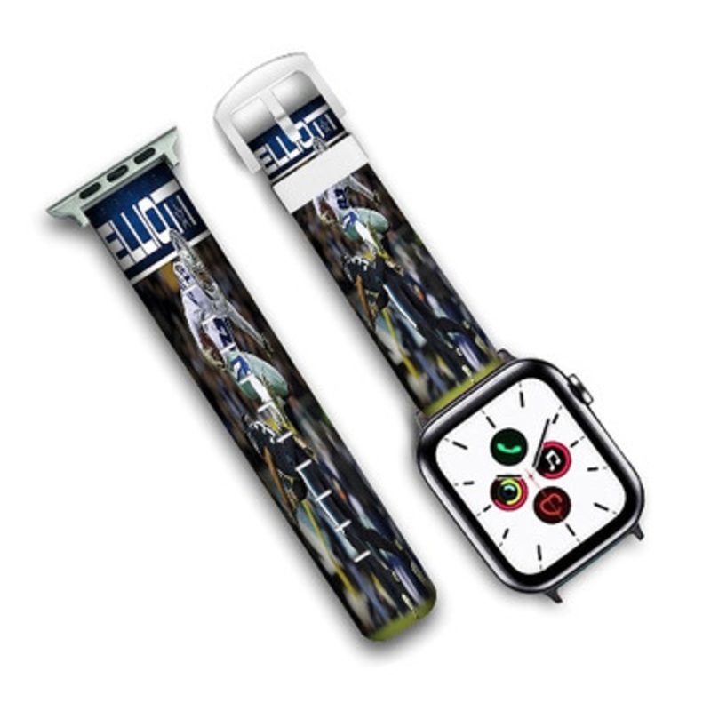 Pastele Ezekiel Elliott NFL Dallas Cowboys Custom Personalized Apple Watch Band Genuine Leather Watch Band Replacement 38mm 40mm 42mm 44mm