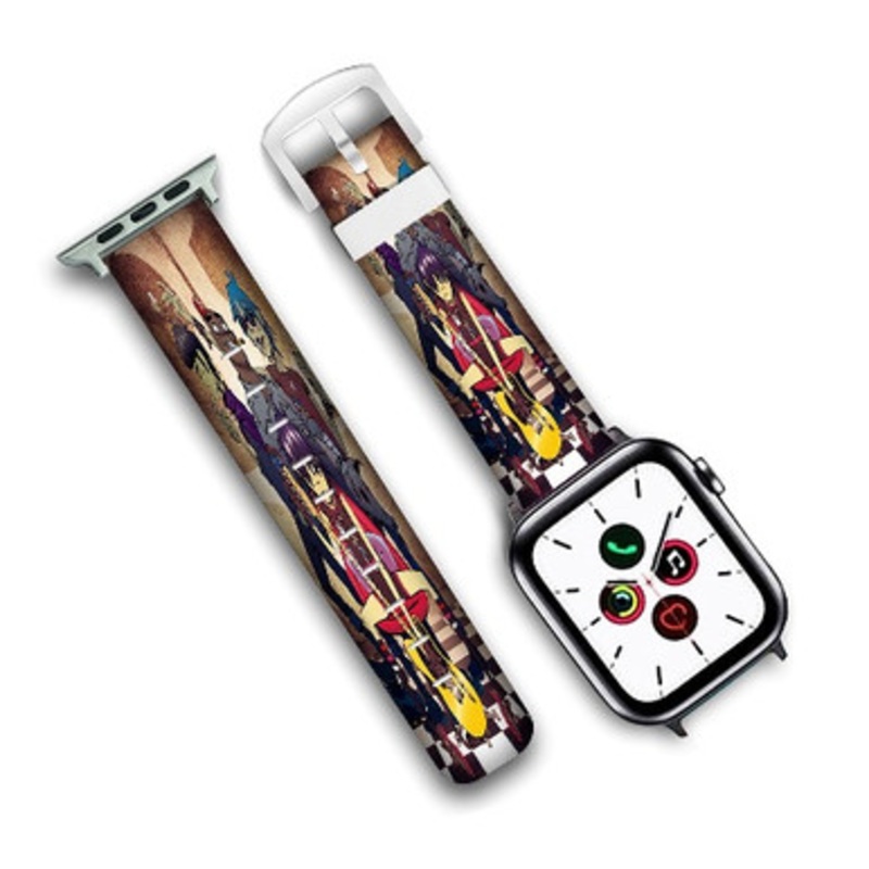 Pastele Gorillaz Band Custom Personalized Apple Watch Band Genuine Leather Watch Band Replacement 38mm 40mm 42mm 44mm