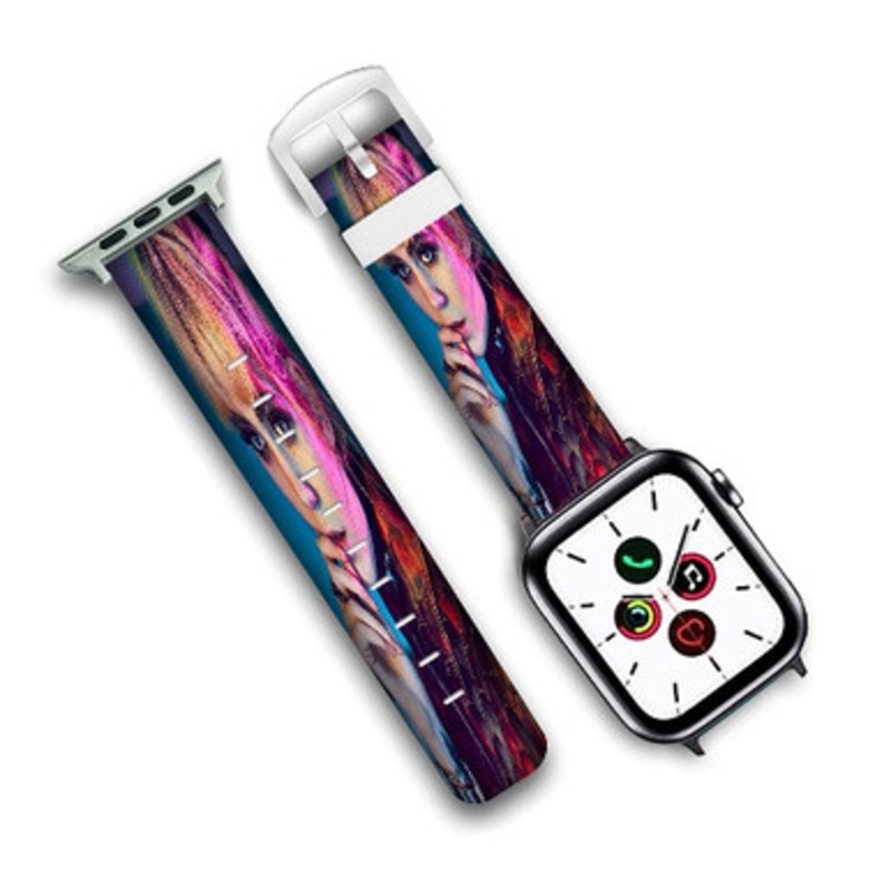 Pastele Grimes Custom Personalized Apple Watch Band Genuine Leather Watch Band Replacement 38mm 40mm 42mm 44mm