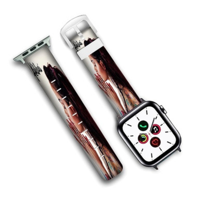 Pastele Kehlani Tsunami Custom Personalized Apple Watch Band Genuine Leather Watch Band Replacement 38mm 40mm 42mm 44mm