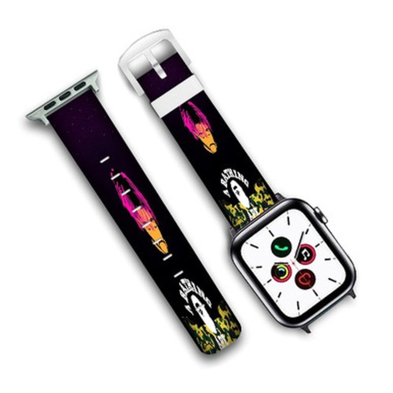 Pastele Lil Uzi Vert Camo A Bathing Ape Custom Personalized Apple Watch Band Genuine Leather Watch Band Replacement 38mm 40mm 42mm 44mm