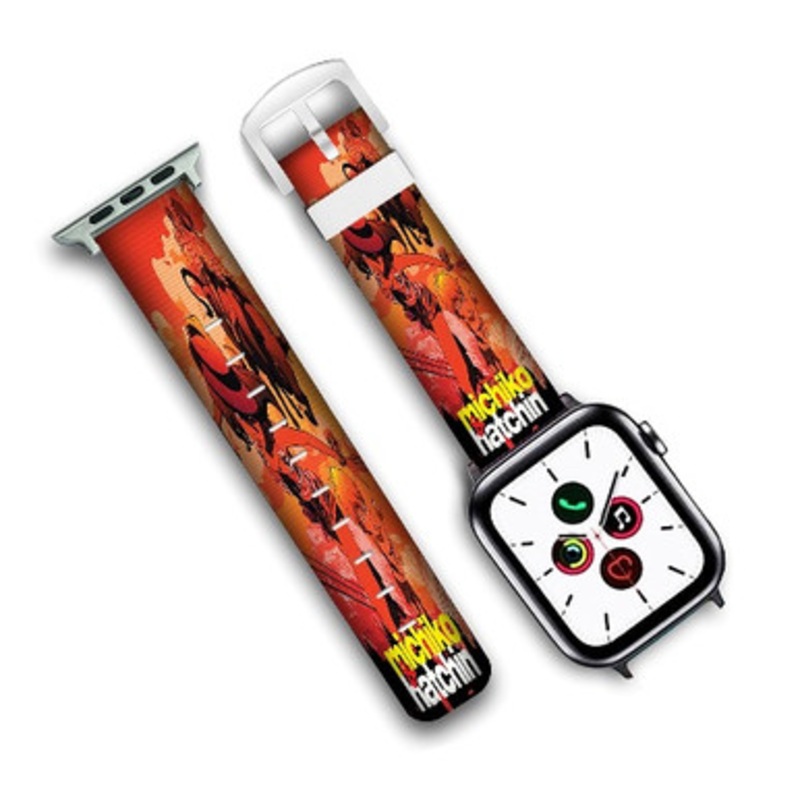 Pastele Michiko and Hatchin Custom Personalized Apple Watch Band Genuine Leather Watch Band Replacement 38mm 40mm 42mm 44mm