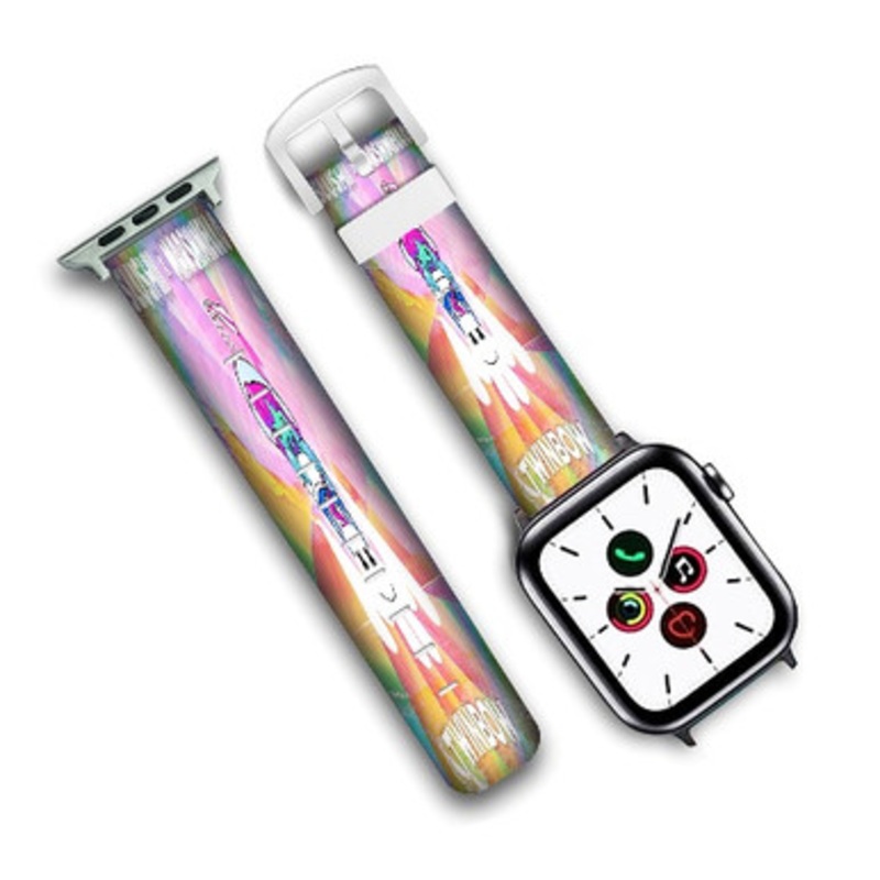Pastele Slushii x marshmello Twinbow Custom Personalized Apple Watch Band Genuine Leather Watch Band Replacement 38mm 40mm 42mm 44mm