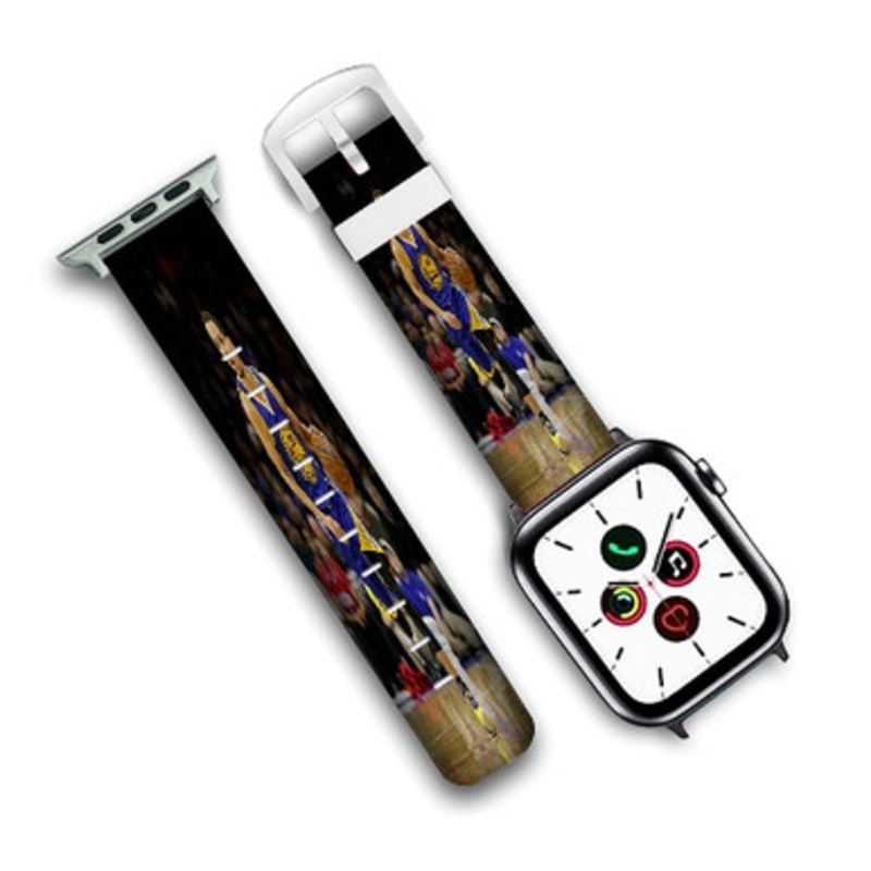 Pastele Stephen Curry Golden State Warriors Custom Personalized Apple Watch Band Genuine Leather Watch Band Replacement 38mm 40mm 42mm 44mm