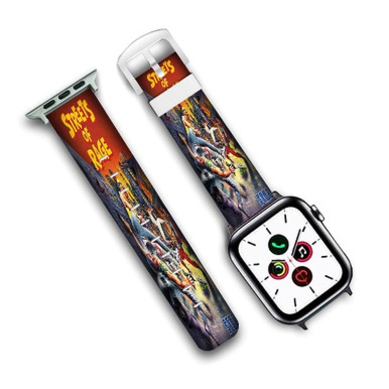 Pastele Streets of Rage Custom Personalized Apple Watch Band Genuine Leather Watch Band Replacement 38mm 40mm 42mm 44mm
