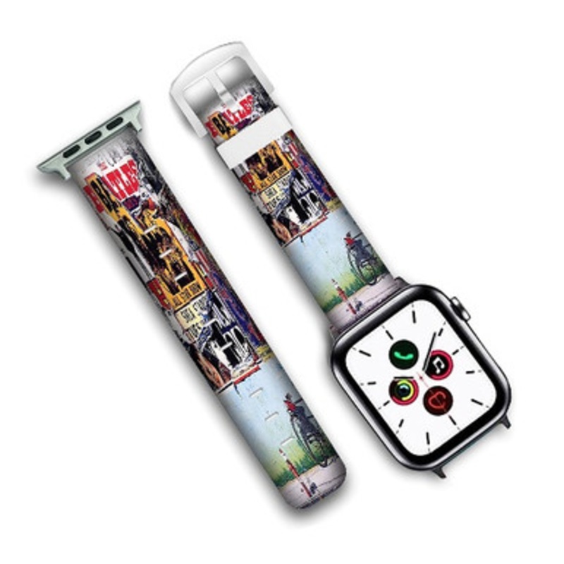 Pastele The Beatles Anthology Custom Personalized Apple Watch Band Genuine Leather Watch Band Replacement 38mm 40mm 42mm 44mm