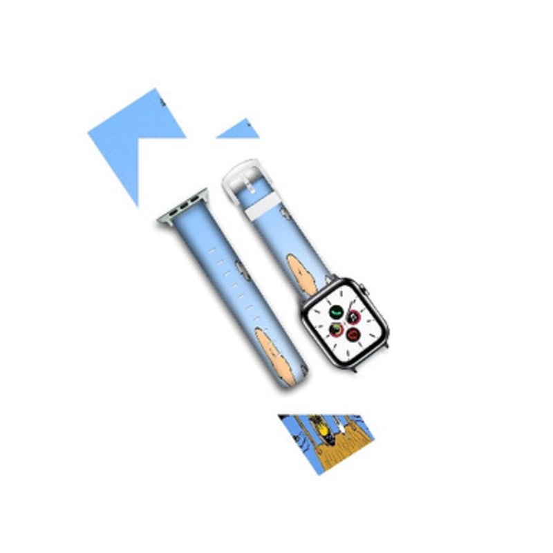 Pastele The Peanuts Snoopy and Charlie Brown Custom Personalized Apple Watch Band Genuine Leather Watch Band Replacement 38mm 40mm 42mm 44mm