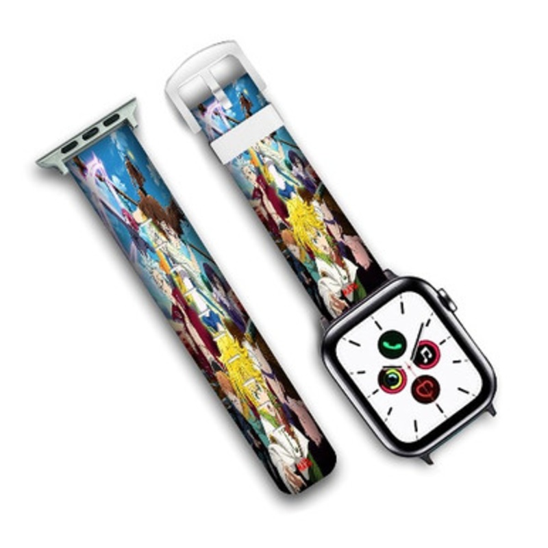 Pastele The Seven Deadly Sins Revival of The Commandments Custom Personalized Apple Watch Band Genuine Leather Watch Band Replacement 38mm 40mm 42mm 44mm