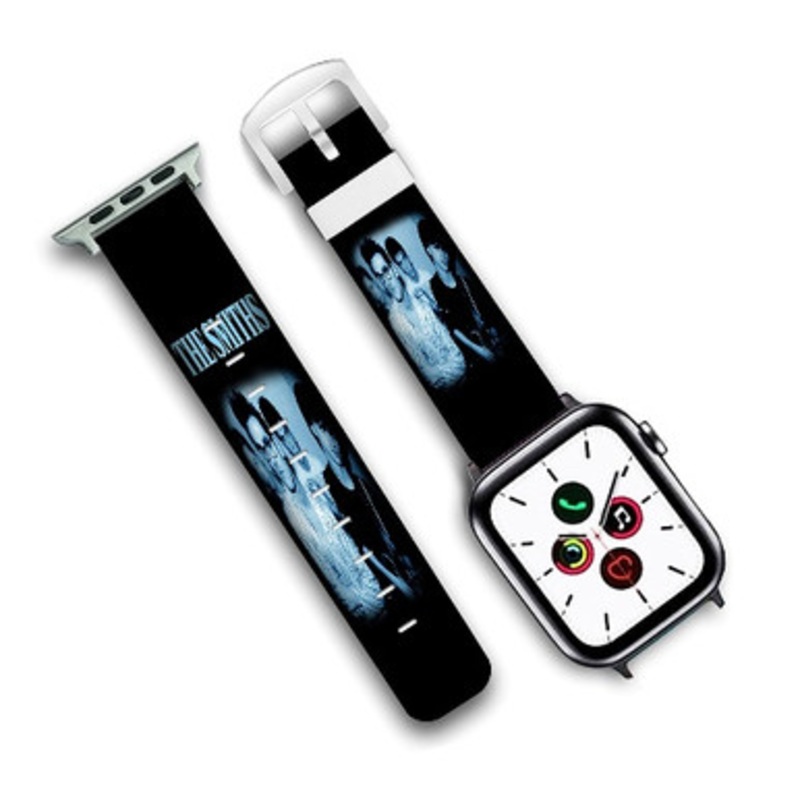 Pastele The Smiths Blue Custom Personalized Apple Watch Band Genuine Leather Watch Band Replacement 38mm 40mm 42mm 44mm