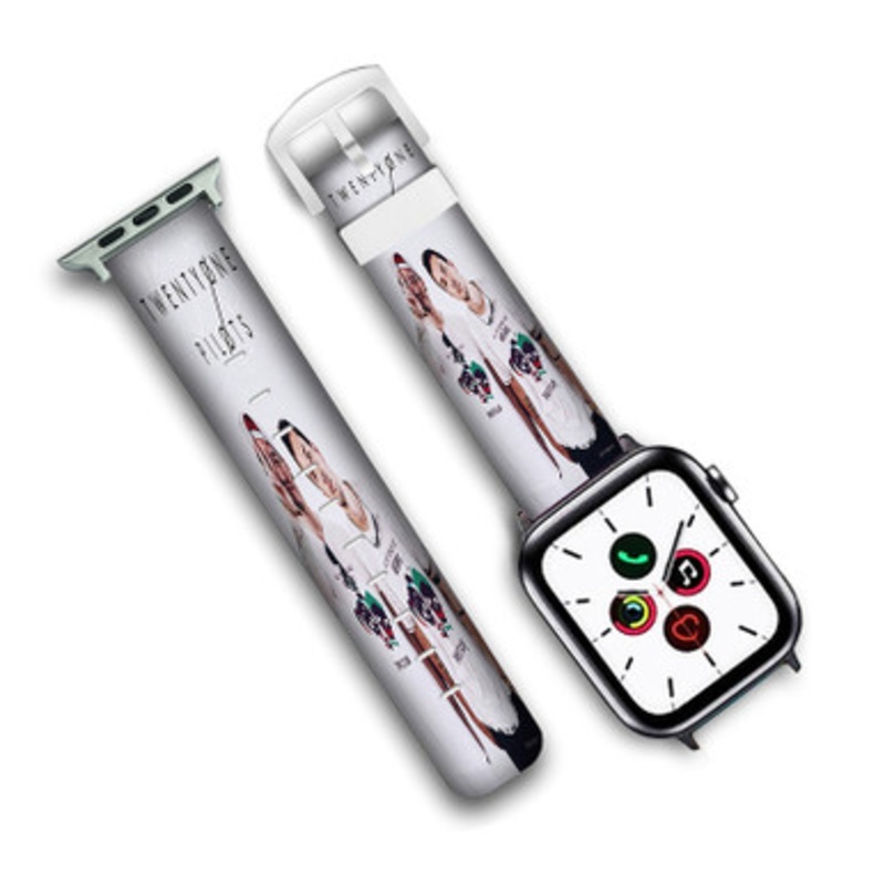 Pastele Twenty One Pilots Art Custom Personalized Apple Watch Band Genuine Leather Watch Band Replacement 38mm 40mm 42mm 44mm