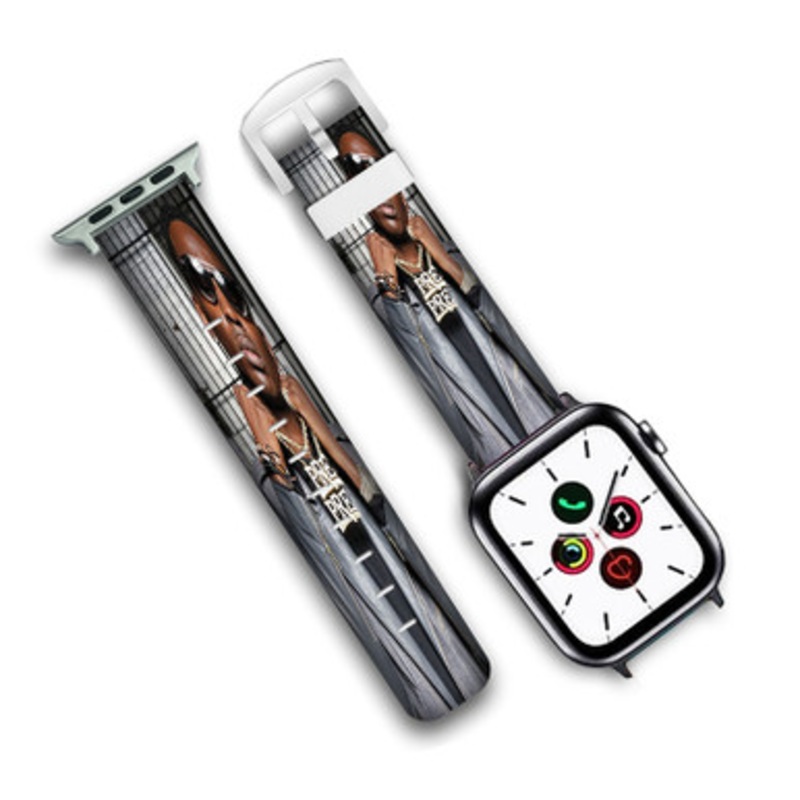 Pastele Young Dolph Custom Personalized Apple Watch Band Genuine Leather Watch Band Replacement 38mm 40mm 42mm 44mm