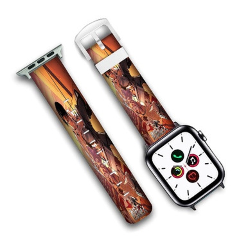 Pastele Attack on Titan Levi Art Custom Personalized Apple Watch Band Genuine Leather Watch Band Replacement 38mm 40mm 42mm 44mm