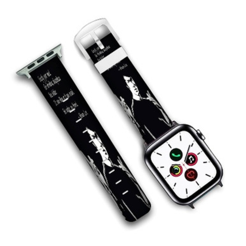 Pastele Bruce Lee Quotes Custom Personalized Apple Watch Band Genuine Leather Watch Band Replacement 38mm 40mm 42mm 44mm