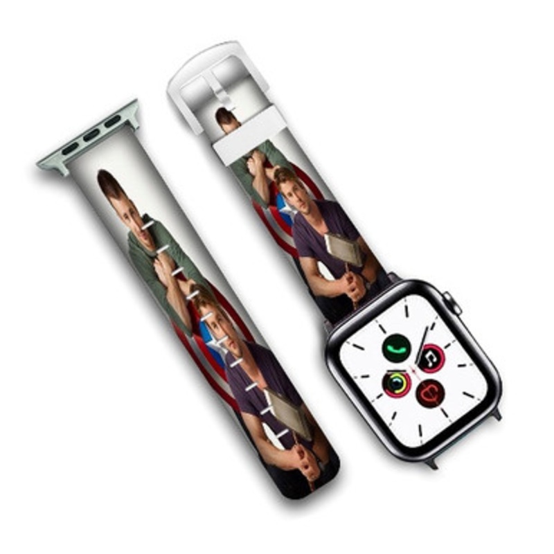 Pastele Chris Evans and Chris Hemsworth Custom Personalized Apple Watch Band Genuine Leather Watch Band Replacement 38mm 40mm 42mm 44mm