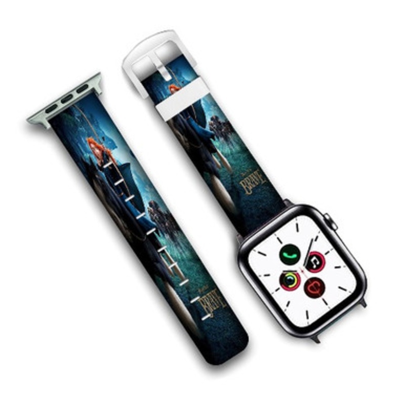 Pastele Disney Pixar Brave Merida Custom Personalized Apple Watch Band Genuine Leather Watch Band Replacement 38mm 40mm 42mm 44mm