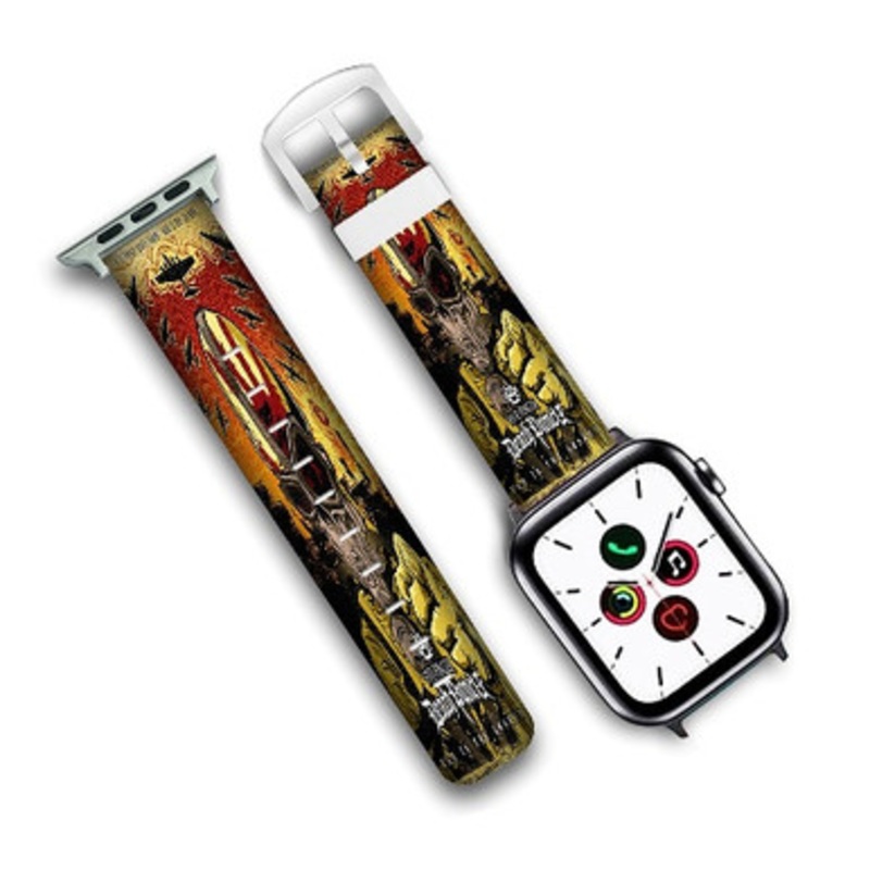 Pastele Five Finger Death Punch War Is the Answer Custom Personalized Apple Watch Band Genuine Leather Watch Band Replacement 38mm 40mm 42mm 44mm