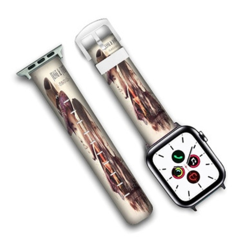 Pastele Jesse and Joy Custom Personalized Apple Watch Band Genuine Leather Watch Band Replacement 38mm 40mm 42mm 44mm