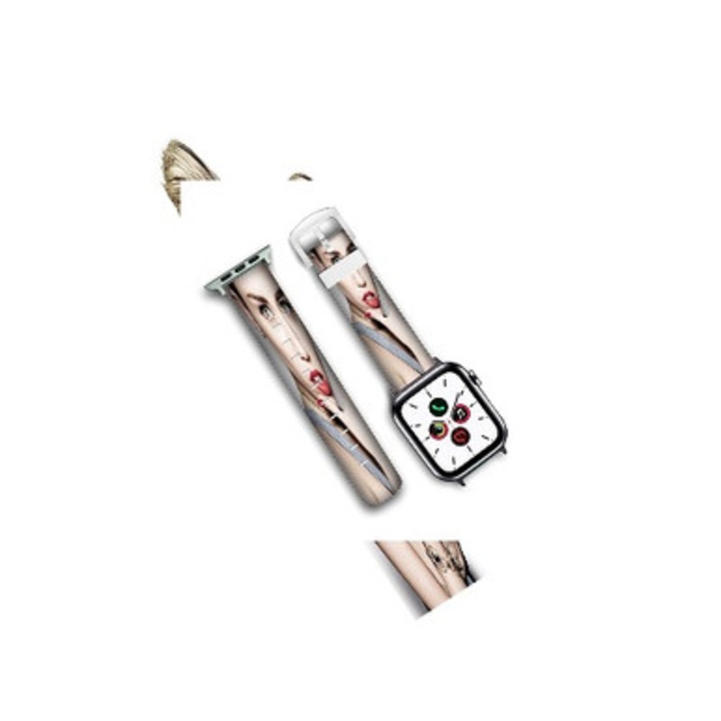 Pastele Miley Cyrus Photo Custom Personalized Apple Watch Band Genuine Leather Watch Band Replacement 38mm 40mm 42mm 44mm