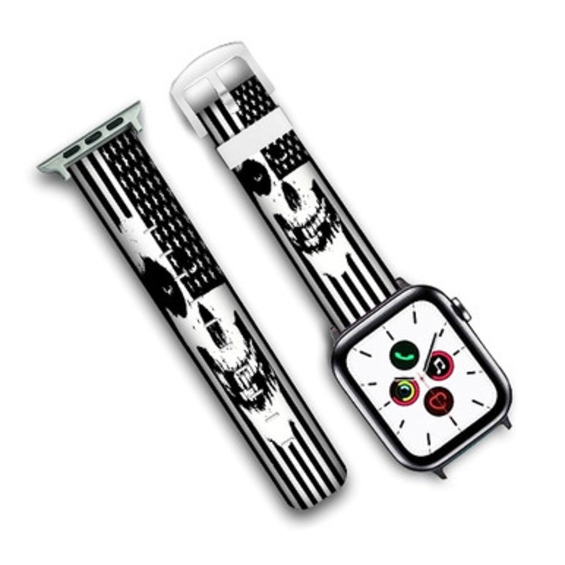 Pastele Misfits Flag Custom Personalized Apple Watch Band Genuine Leather Watch Band Replacement 38mm 40mm 42mm 44mm