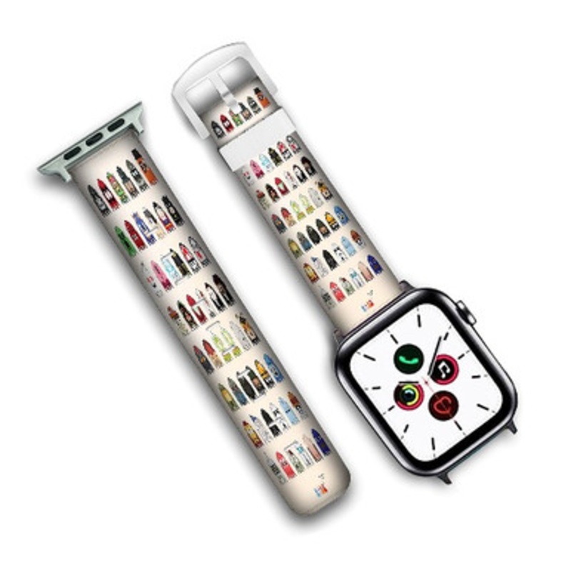 Pastele Pacman Ghost Custom Personalized Apple Watch Band Genuine Leather Watch Band Replacement 38mm 40mm 42mm 44mm