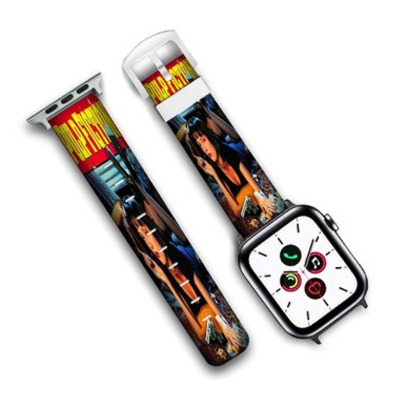 Pastele Pulp Fiction Custom Personalized Apple Watch Band Genuine Leather Watch Band Replacement 38mm 40mm 42mm 44mm